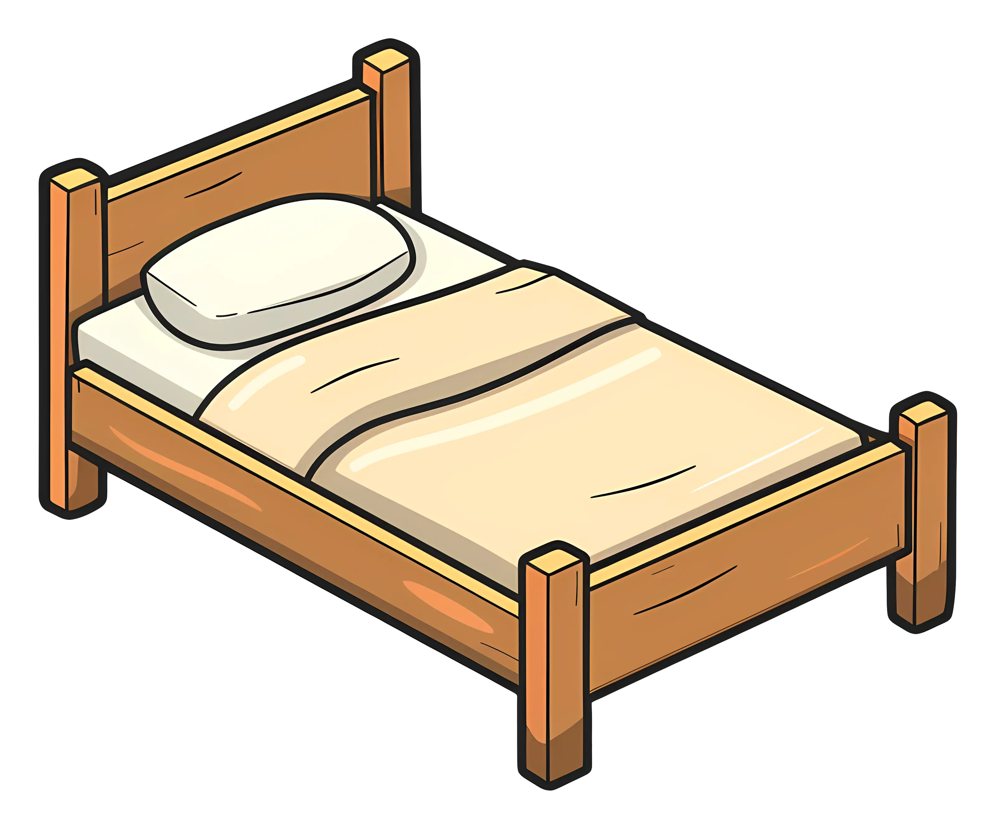 Simple Wooden Bed Illustration