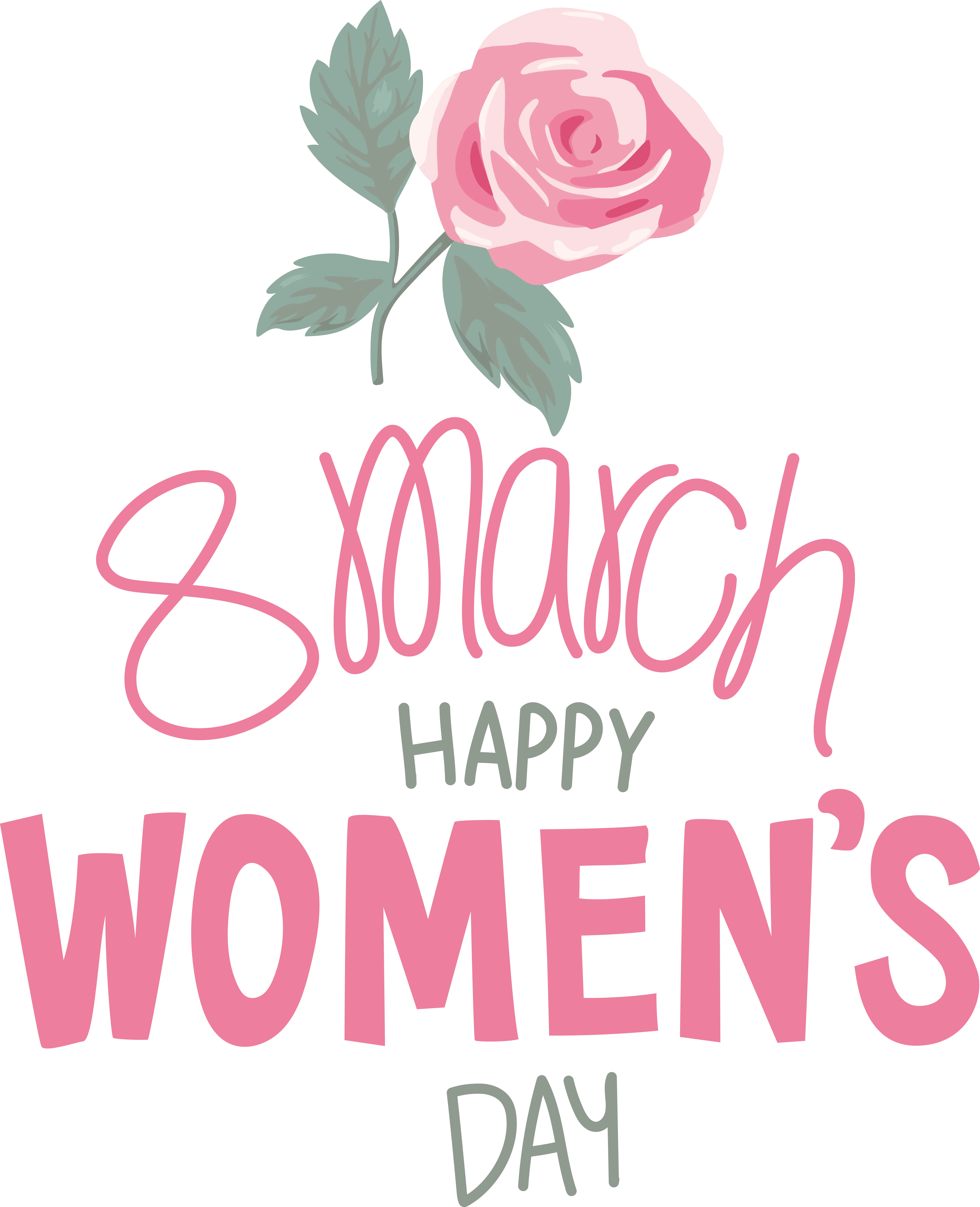 Happy Women&#039;s Day with Pink Rose Design