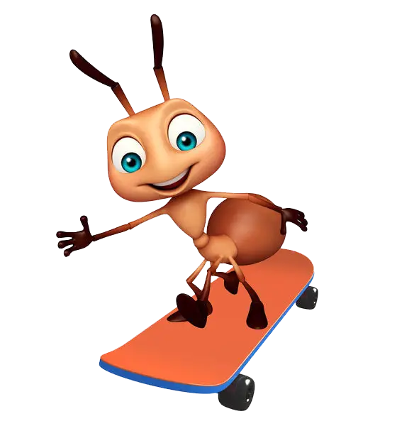 Skateboarding Ant Cartoon Character