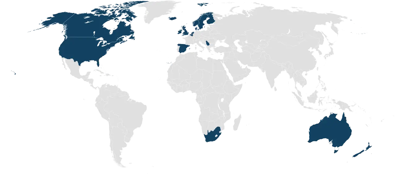Simplistic World Map Graphic with Highlighted Regions
