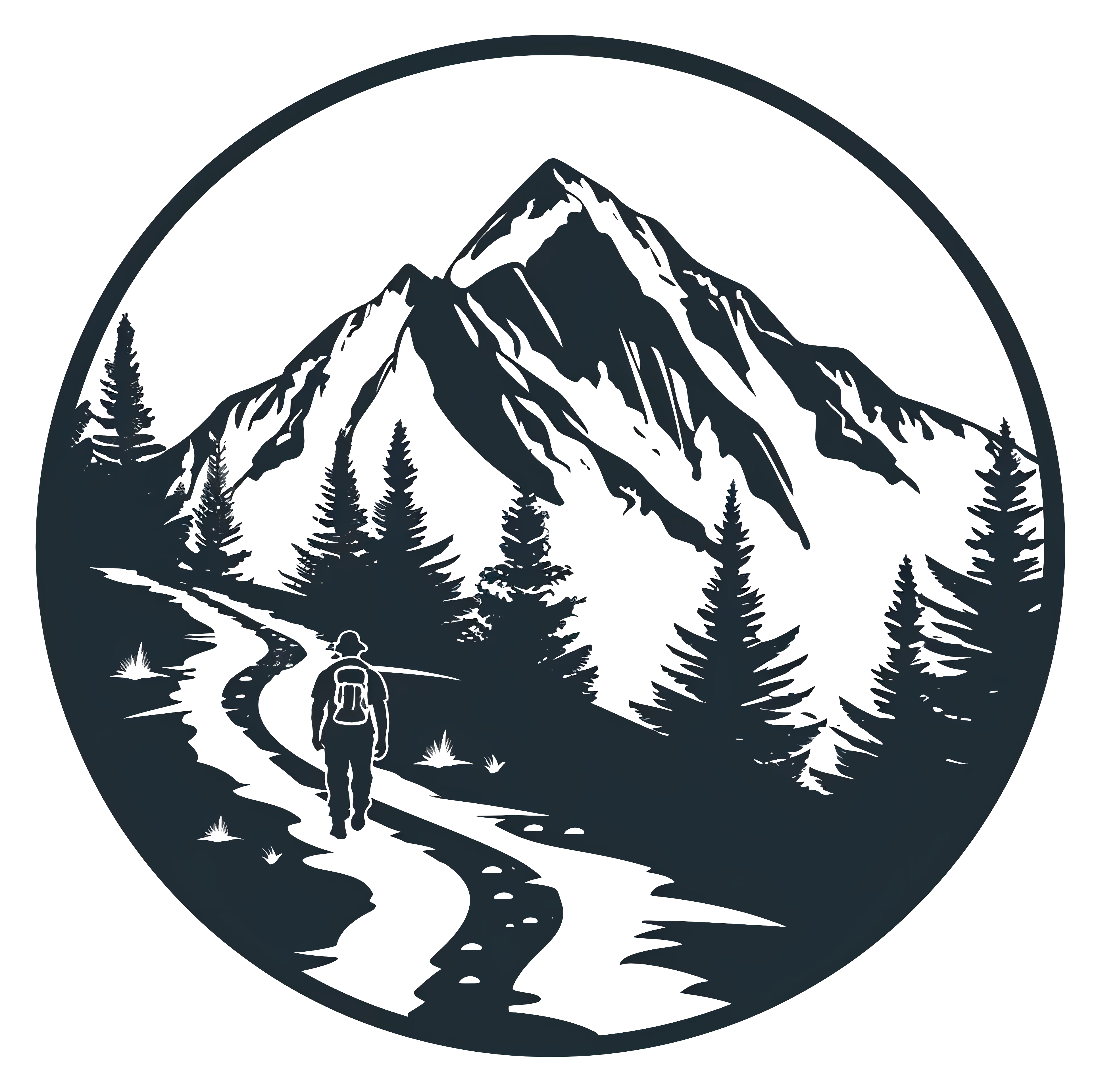Hiker on Mountain Trail