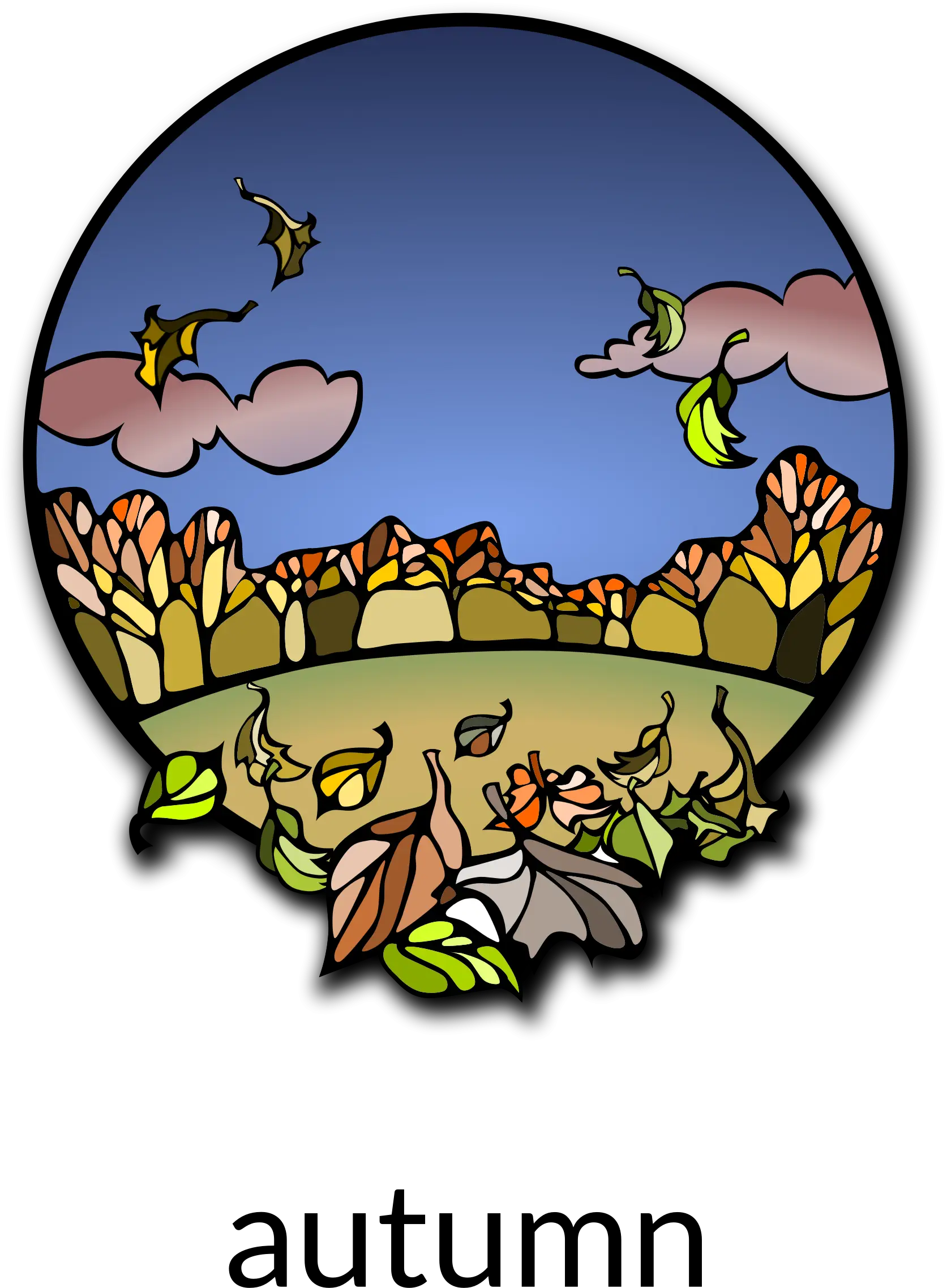 Autumn Landscape with Falling Leaves