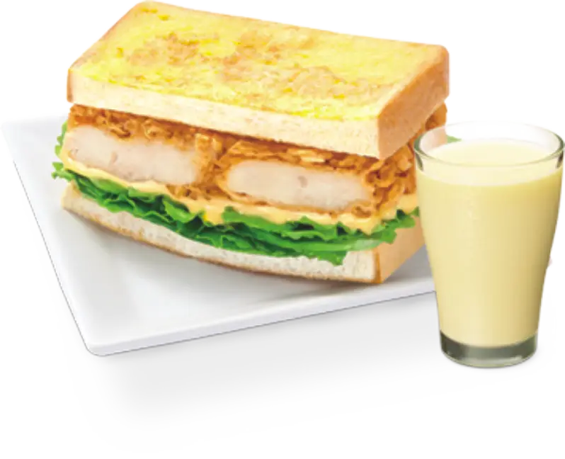 Chicken Sandwich with Drink on Plate
