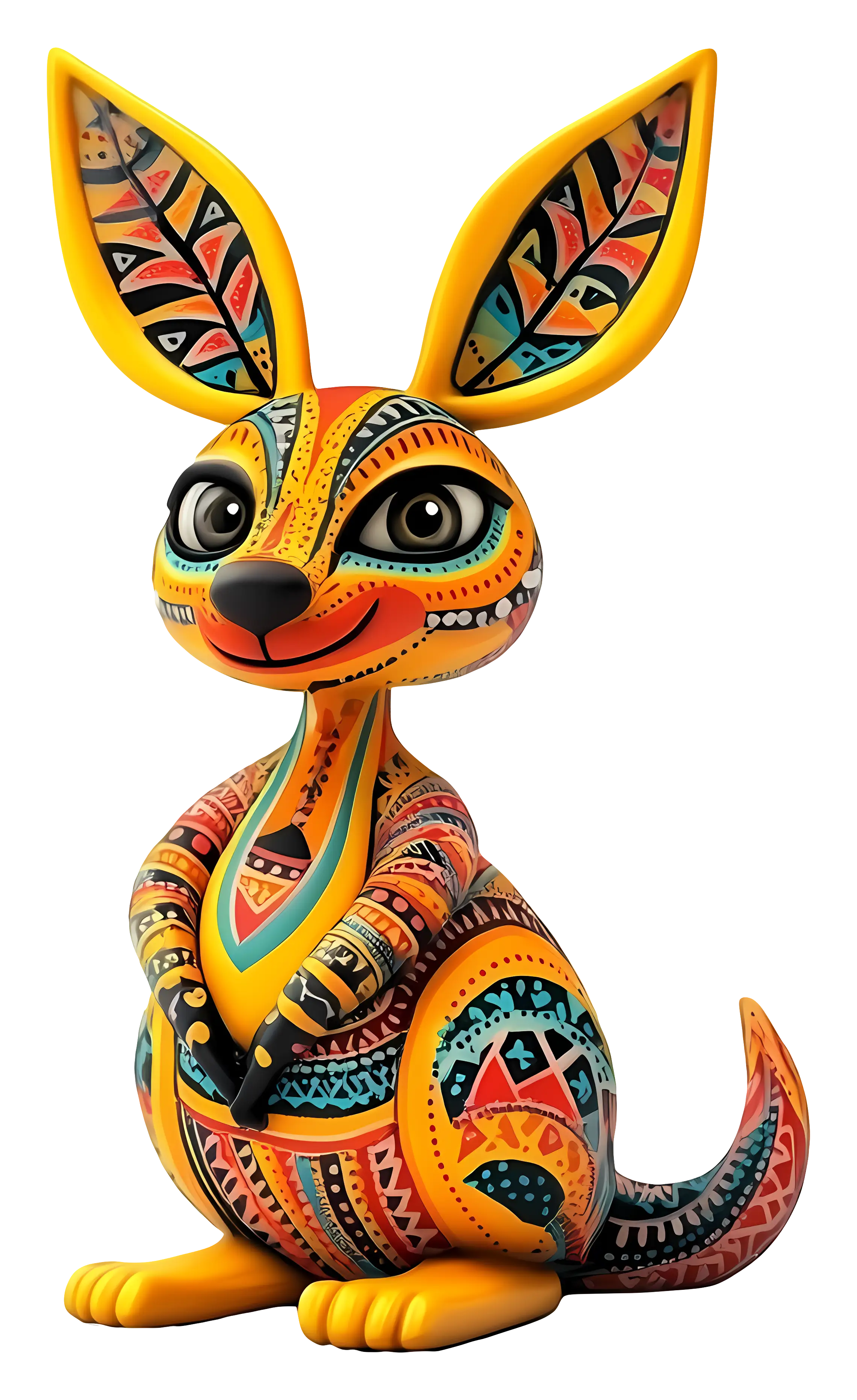 Colorful Kangaroo with Tribal Patterns