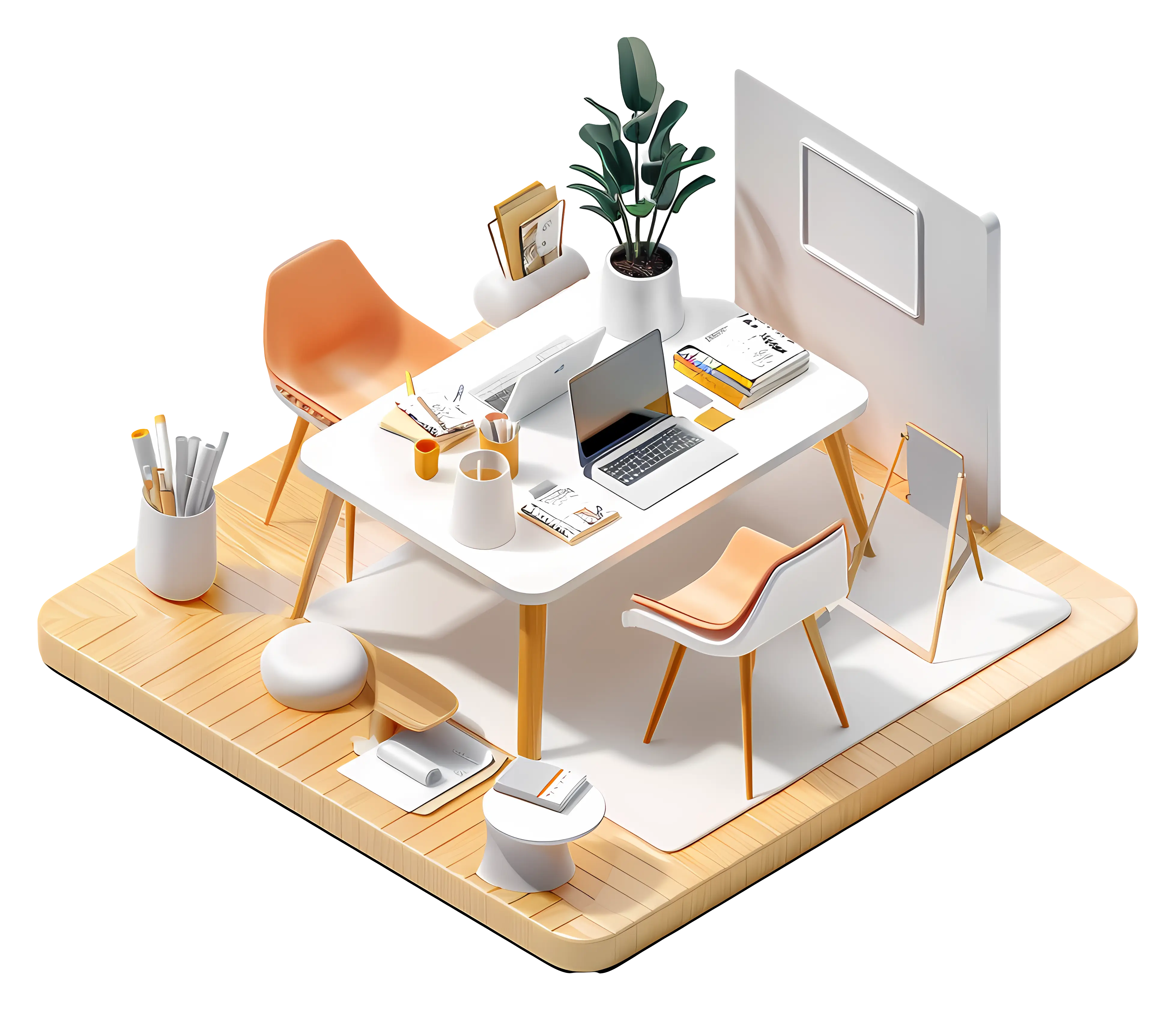 Modern Office Setup with Desk and Chairs