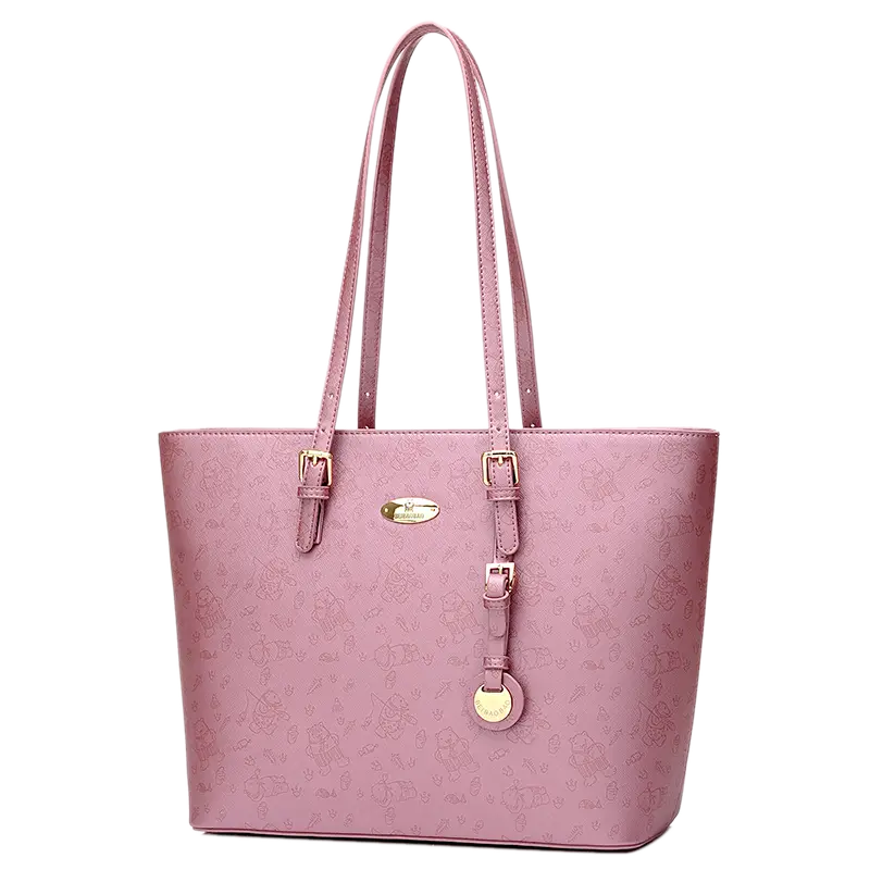Stylish Pink Tote Bag with Gold Hardware