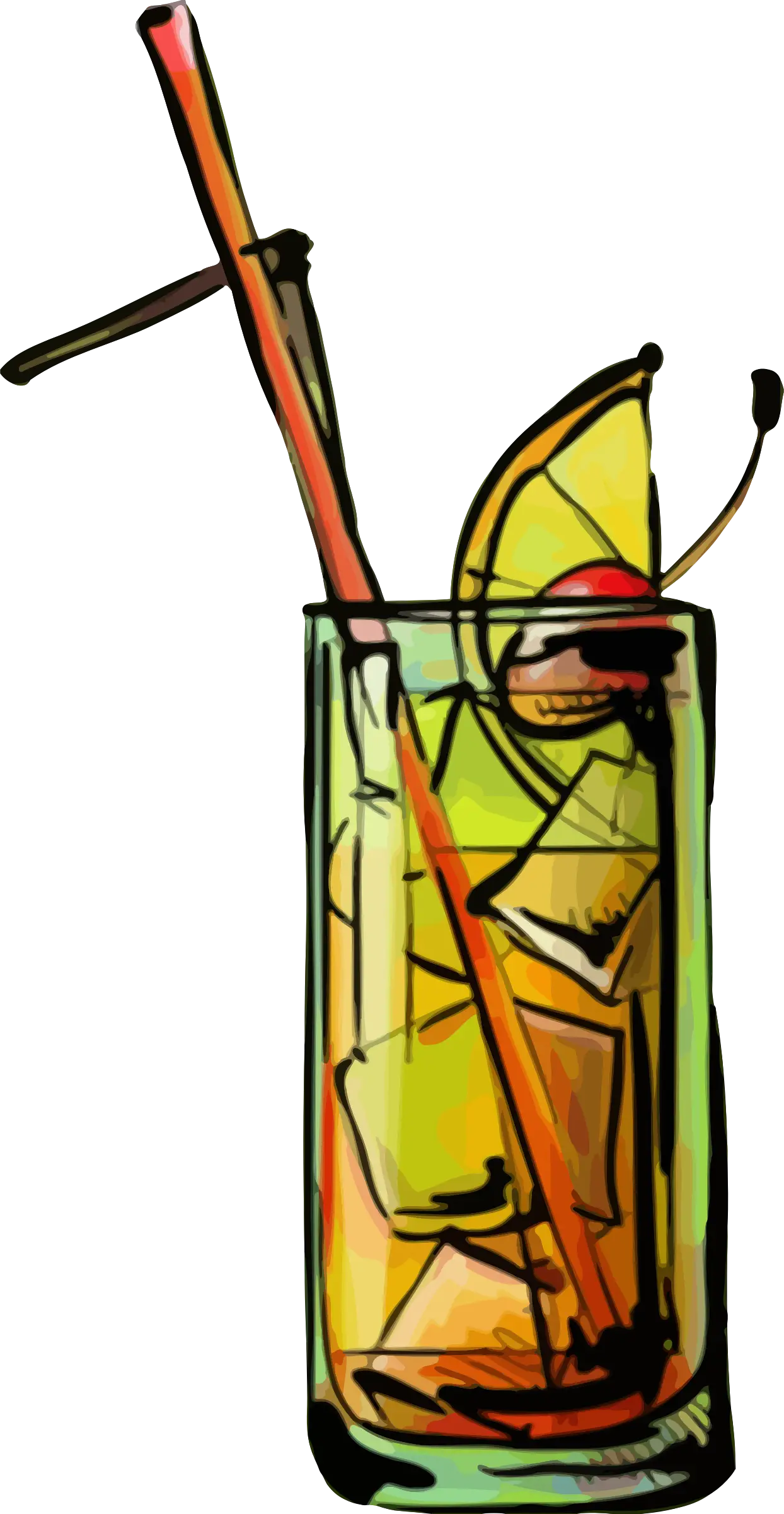 Refreshing Drink with Lemon and Straw