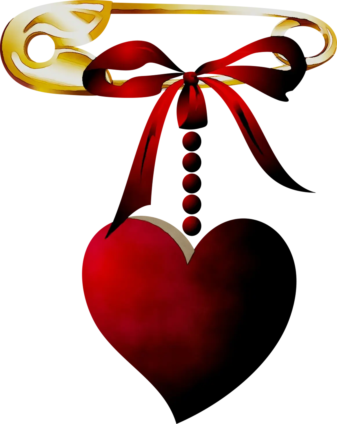 Red Heart Ornament with Ribbon
