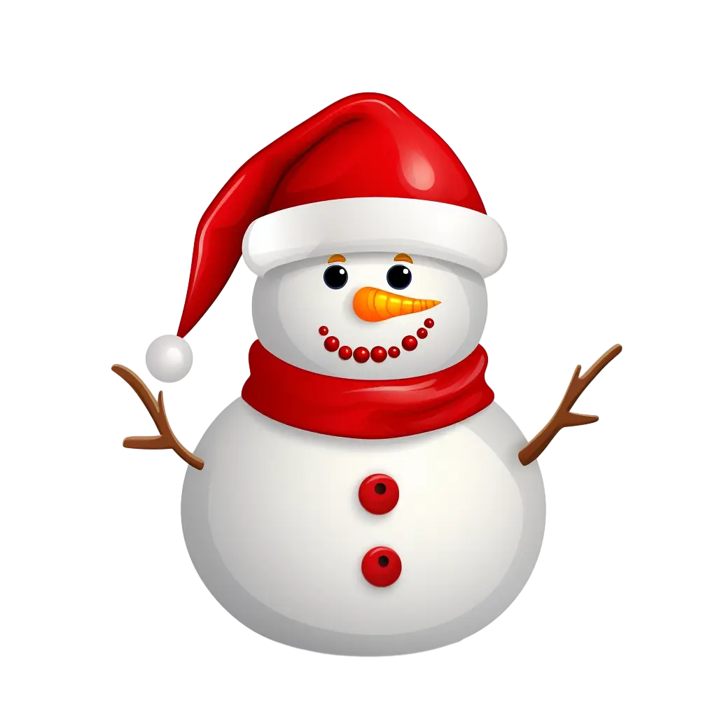 Smiling Snowman with Red Scarf for Christmas