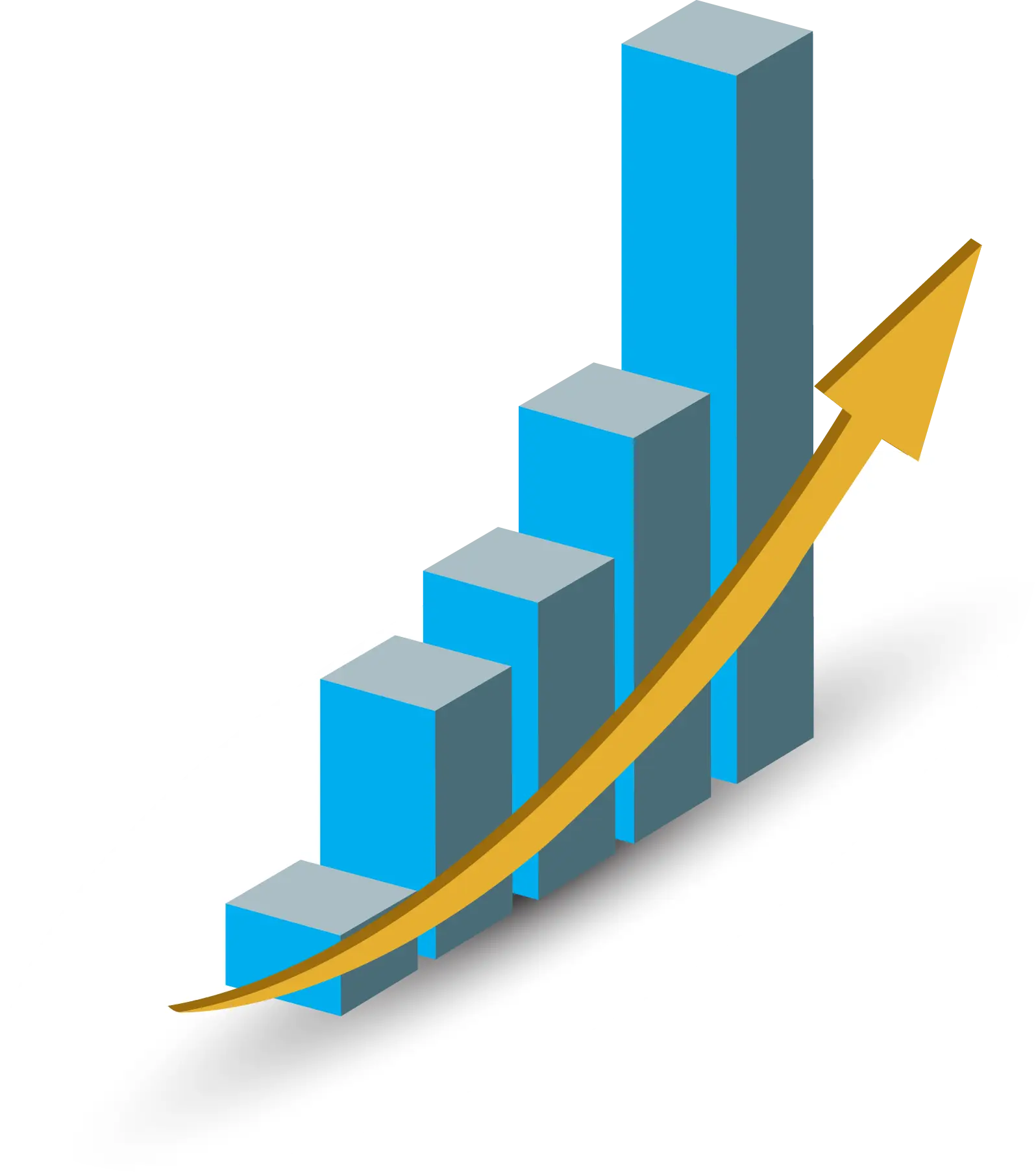 3D Bar Graph with Upward Arrow Indicating Growth