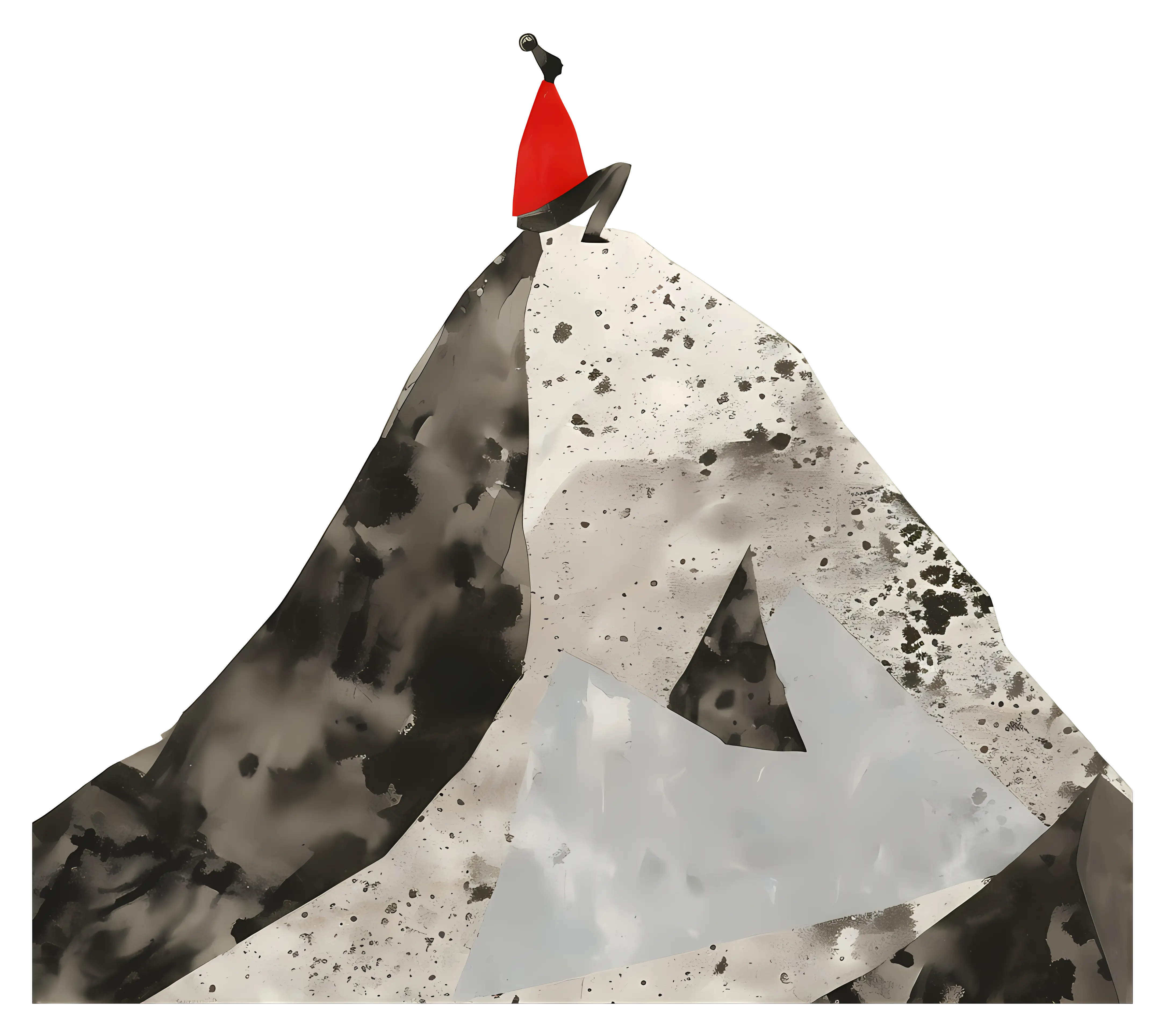Mountain with Red Flag