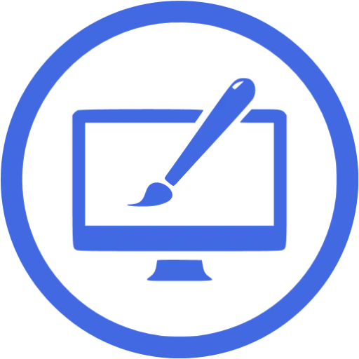 Graphic Design Icon with Monitor and Brush