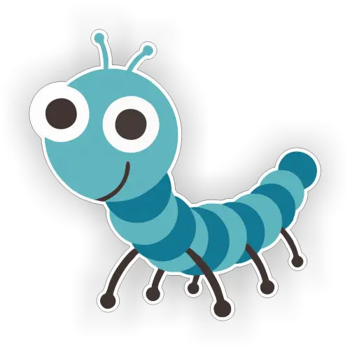 Cute Blue Caterpillar Cartoon