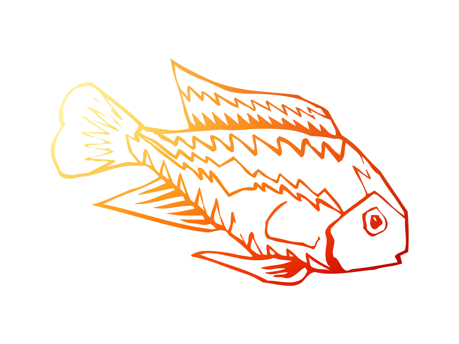 Orange Line Drawing of a Fish for Artistic Inspiration