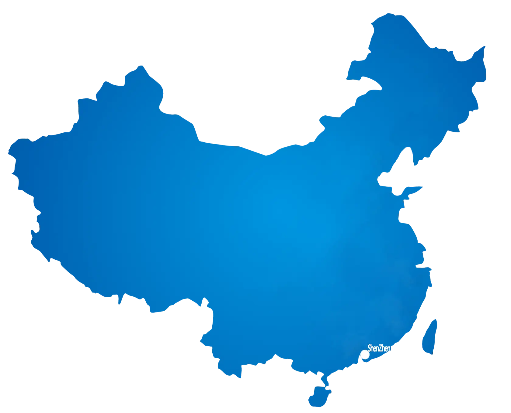 Blue Map Silhouette of China