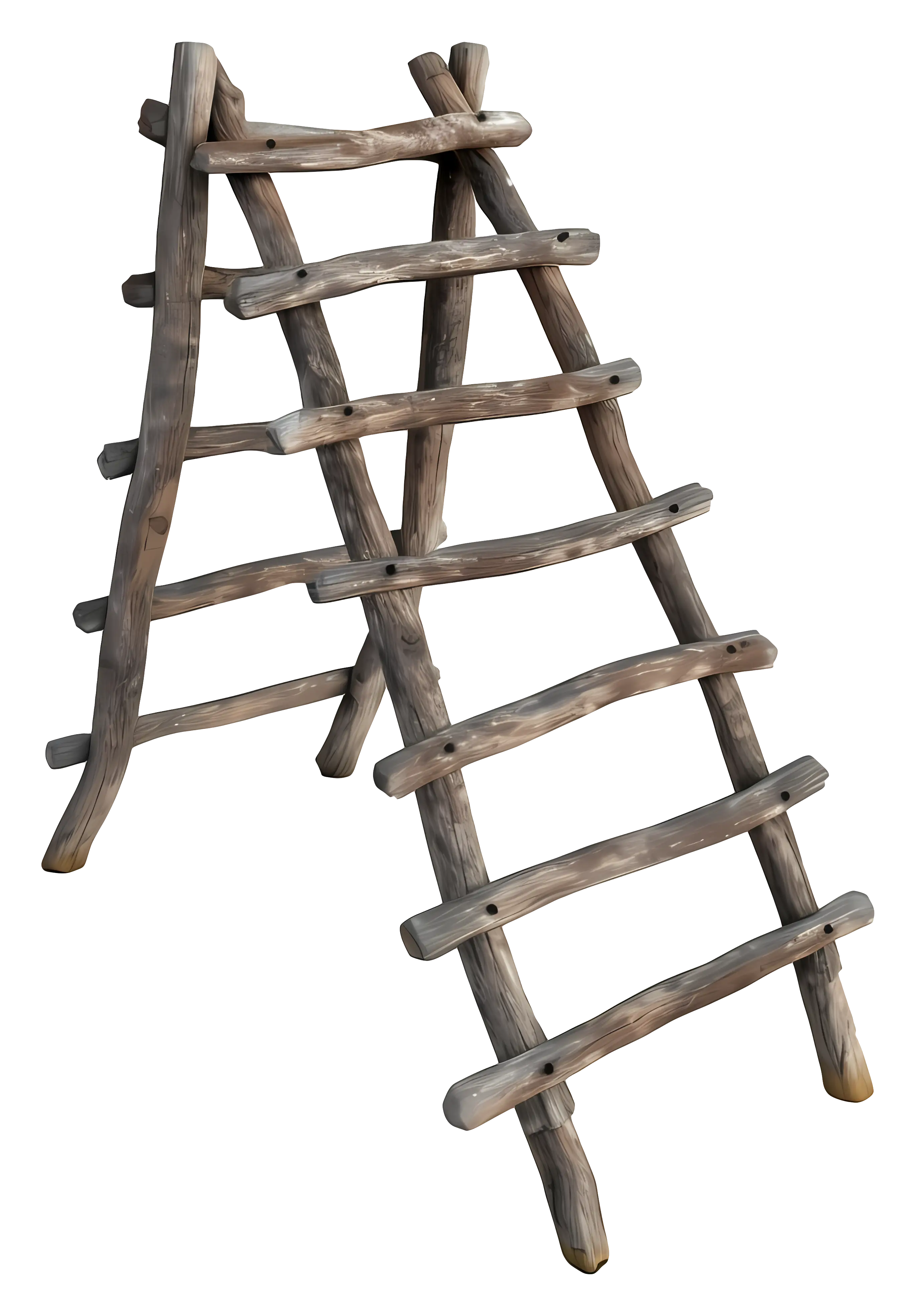 Illustrated Rustic Wooden Ladder