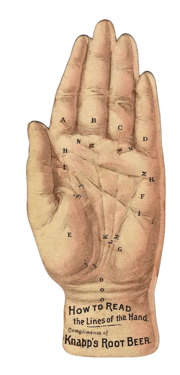Palm Reading Guide with Root Beer Advertisement