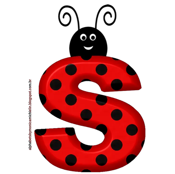 Red S with Black Dots in Ladybug Style