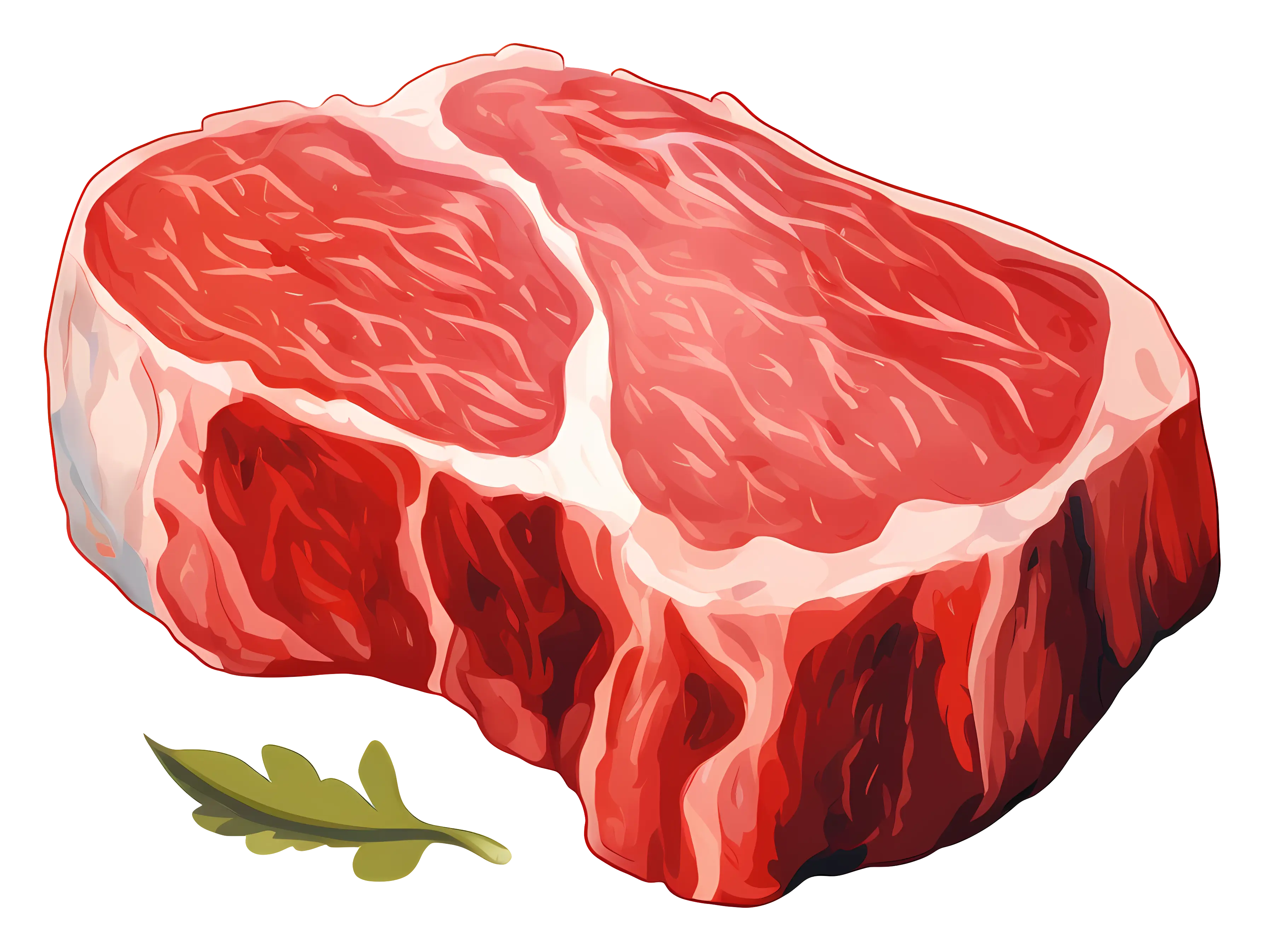 Raw Steak Meat with Fresh Green Garnish