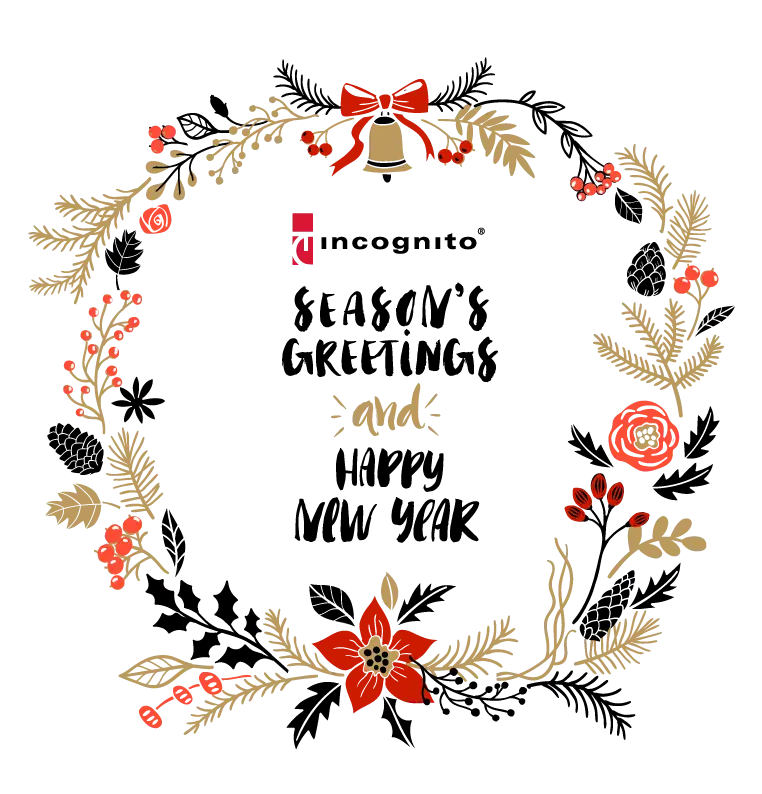 Season&#039;s Greetings and Happy New Year Wreath