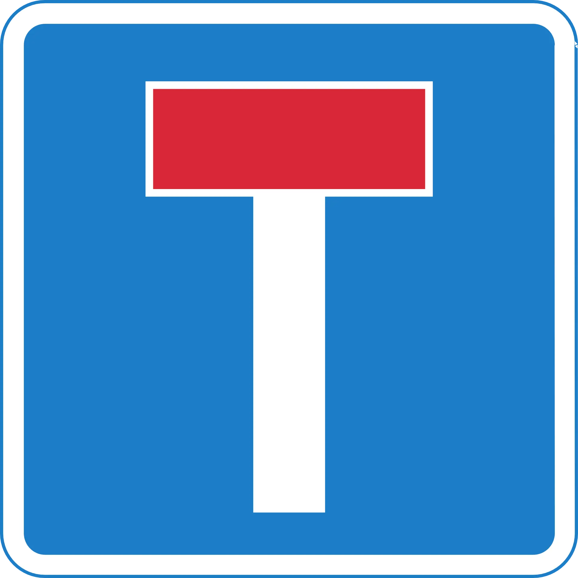 Blue and Red Dead End Road Sign