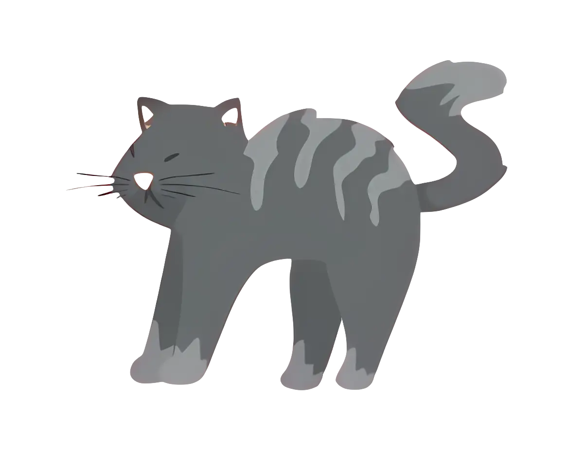 Gray Tabby Cat Cartoon Drawing