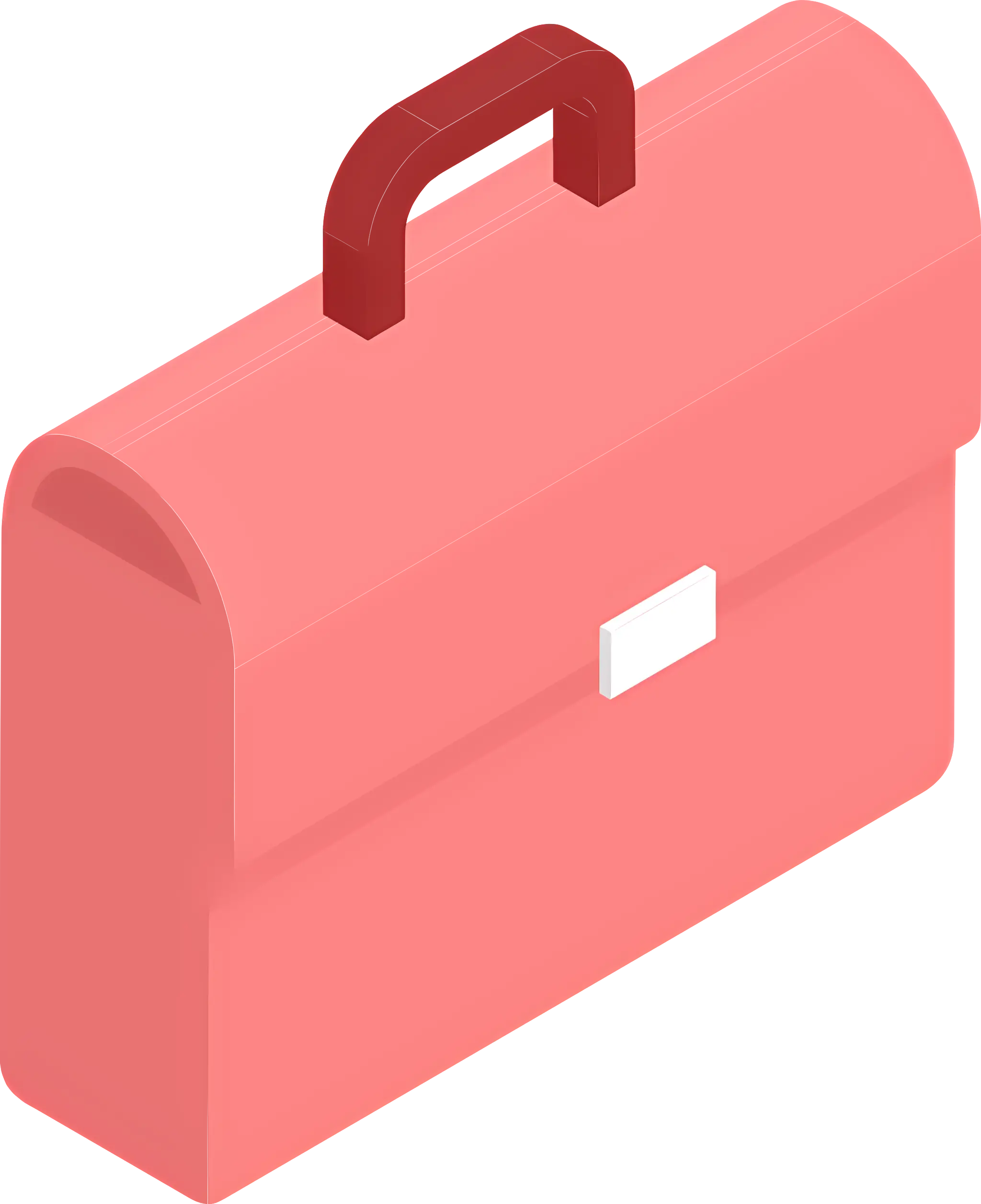 Pink Briefcase in Cartoon Illustration Style