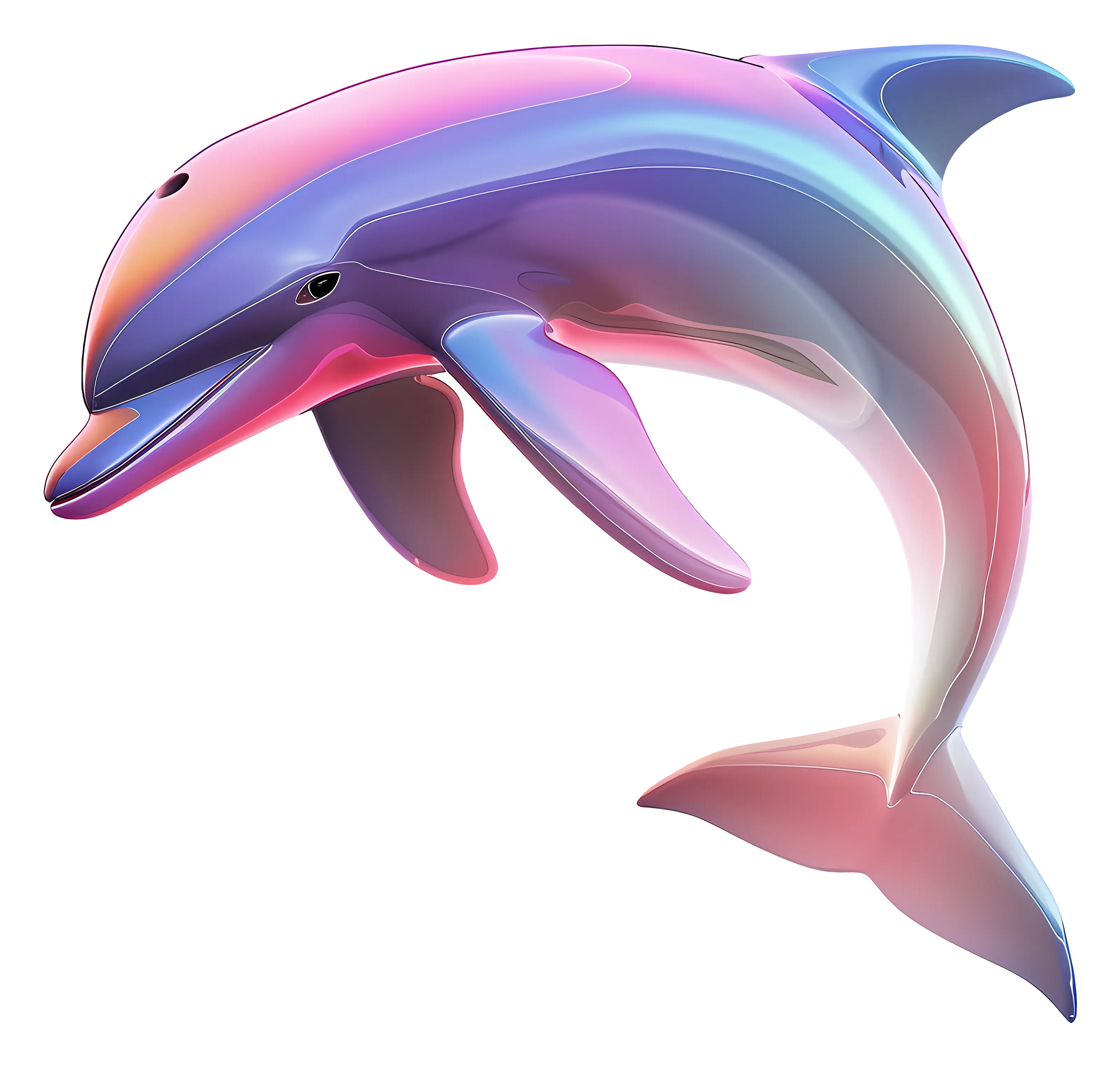 Vibrant Rainbow-Colored Dolphin Illustration