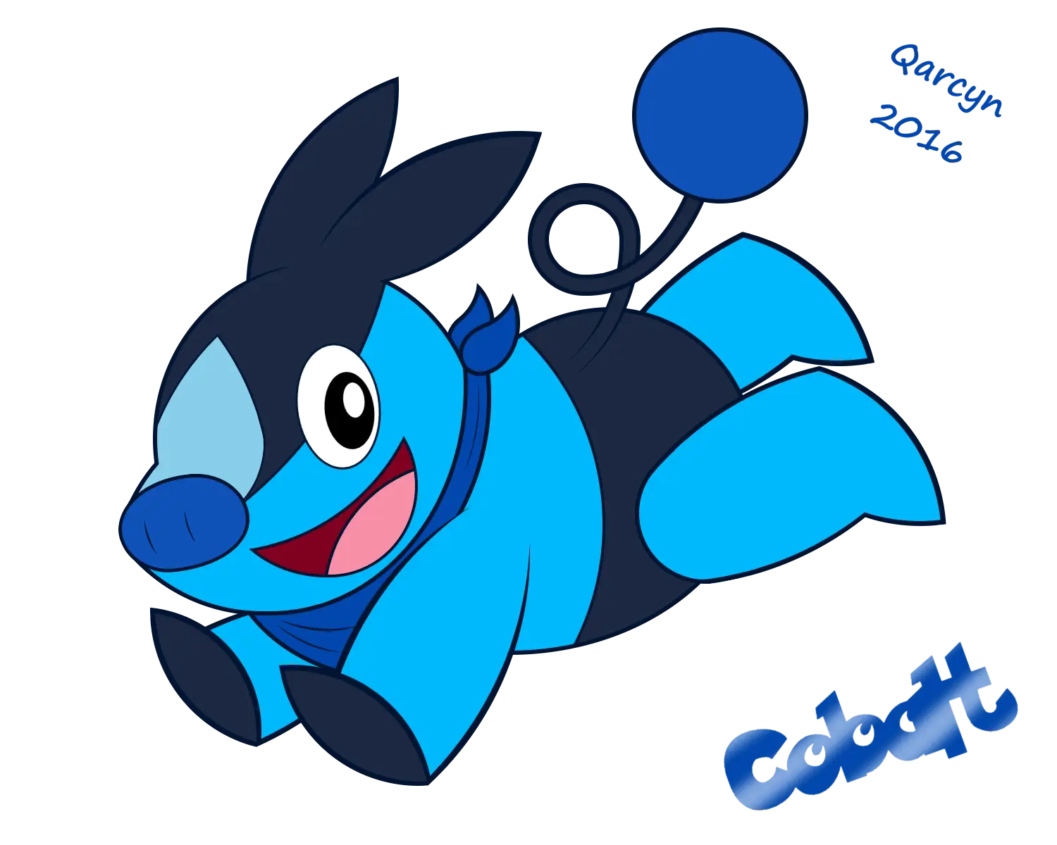 Blue Cartoon Pig Illustration