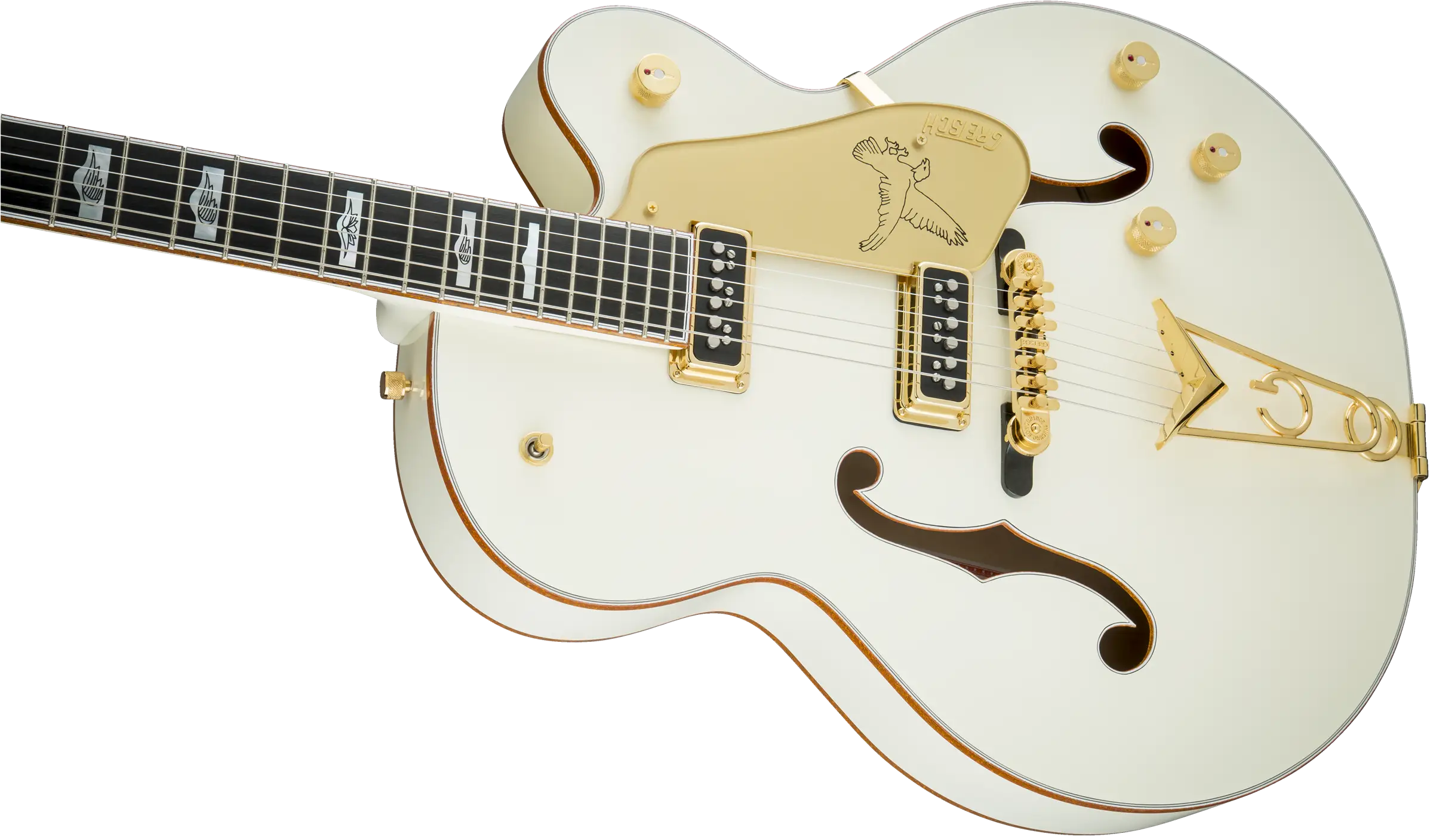 Vintage white guitar with gold details