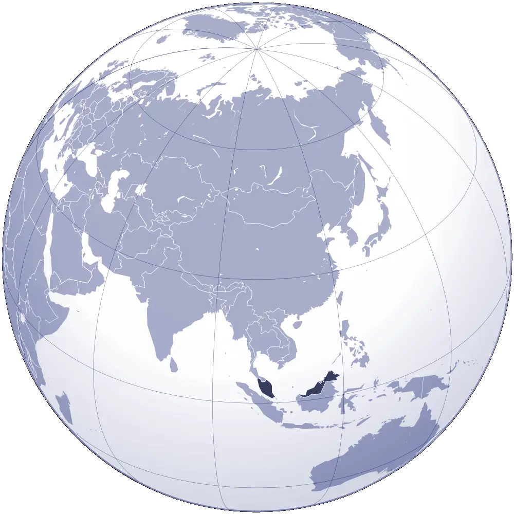 Global Map Highlighting Asia