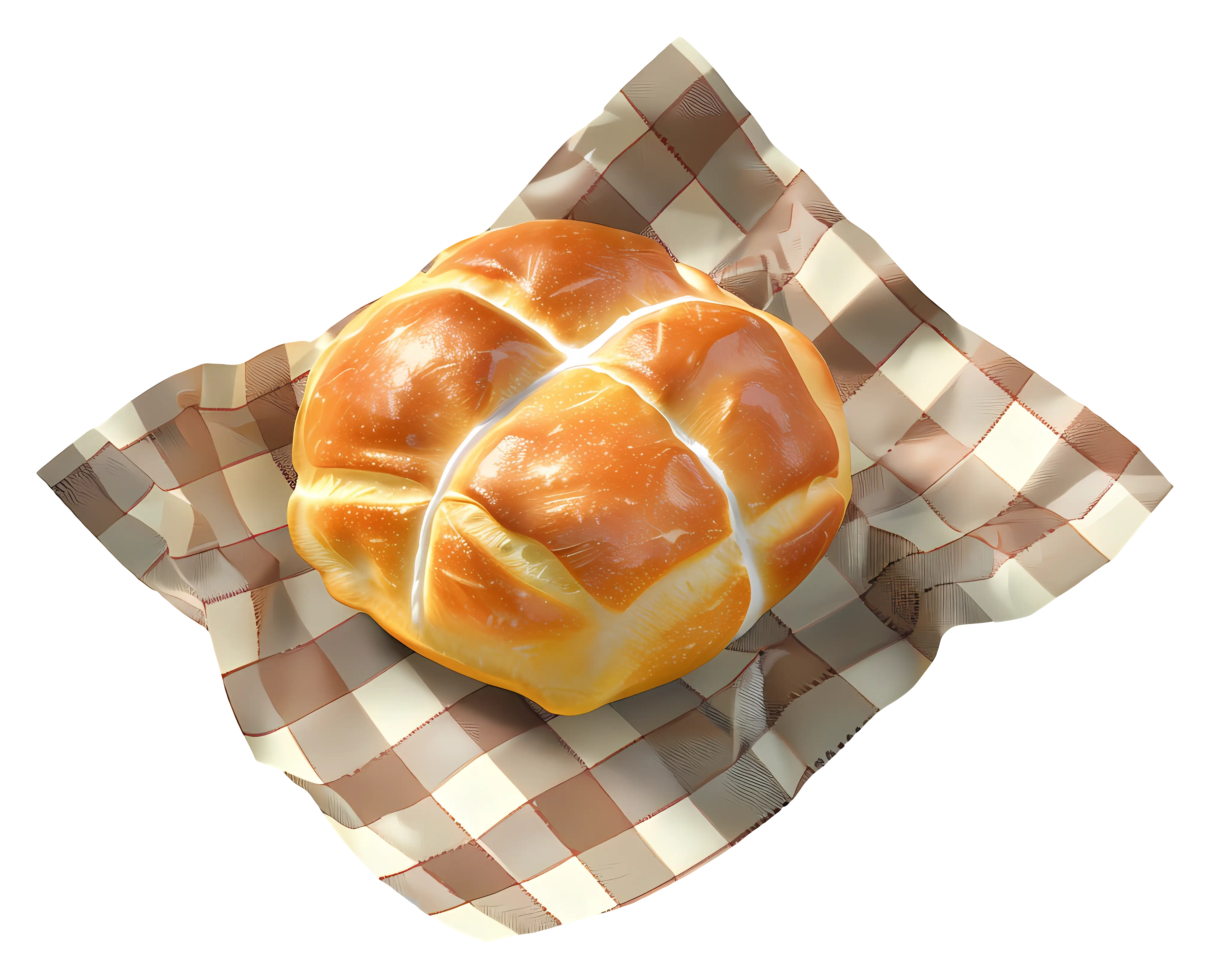 Hot Cross Bun on Checkered Napkin