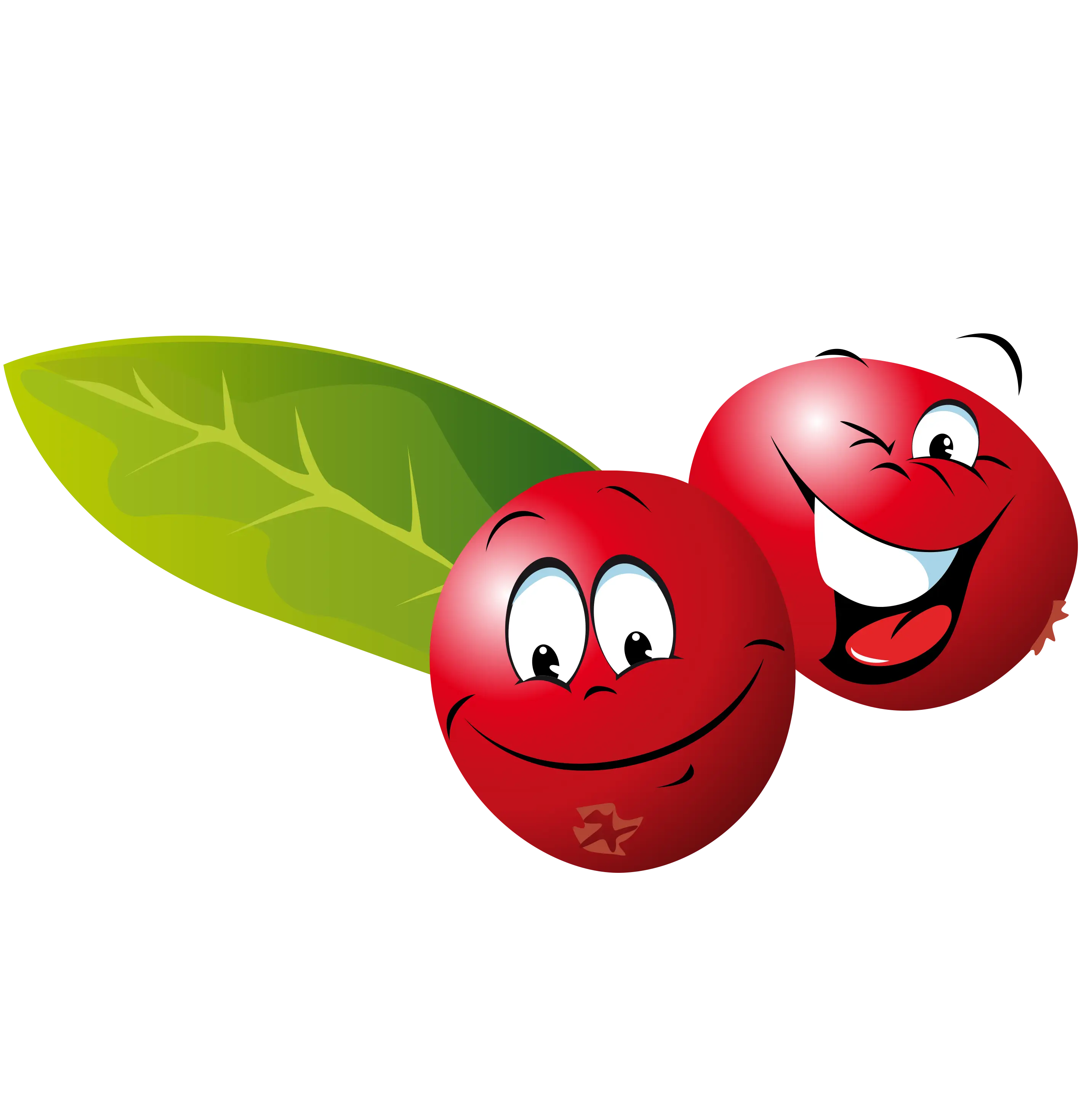 Happy Cartoon Berries with Leaf