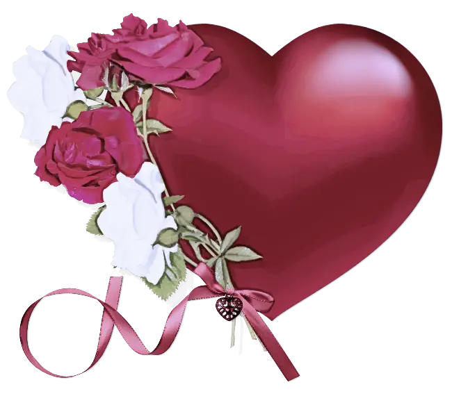 Romantic Red Heart with Roses and Ribbon