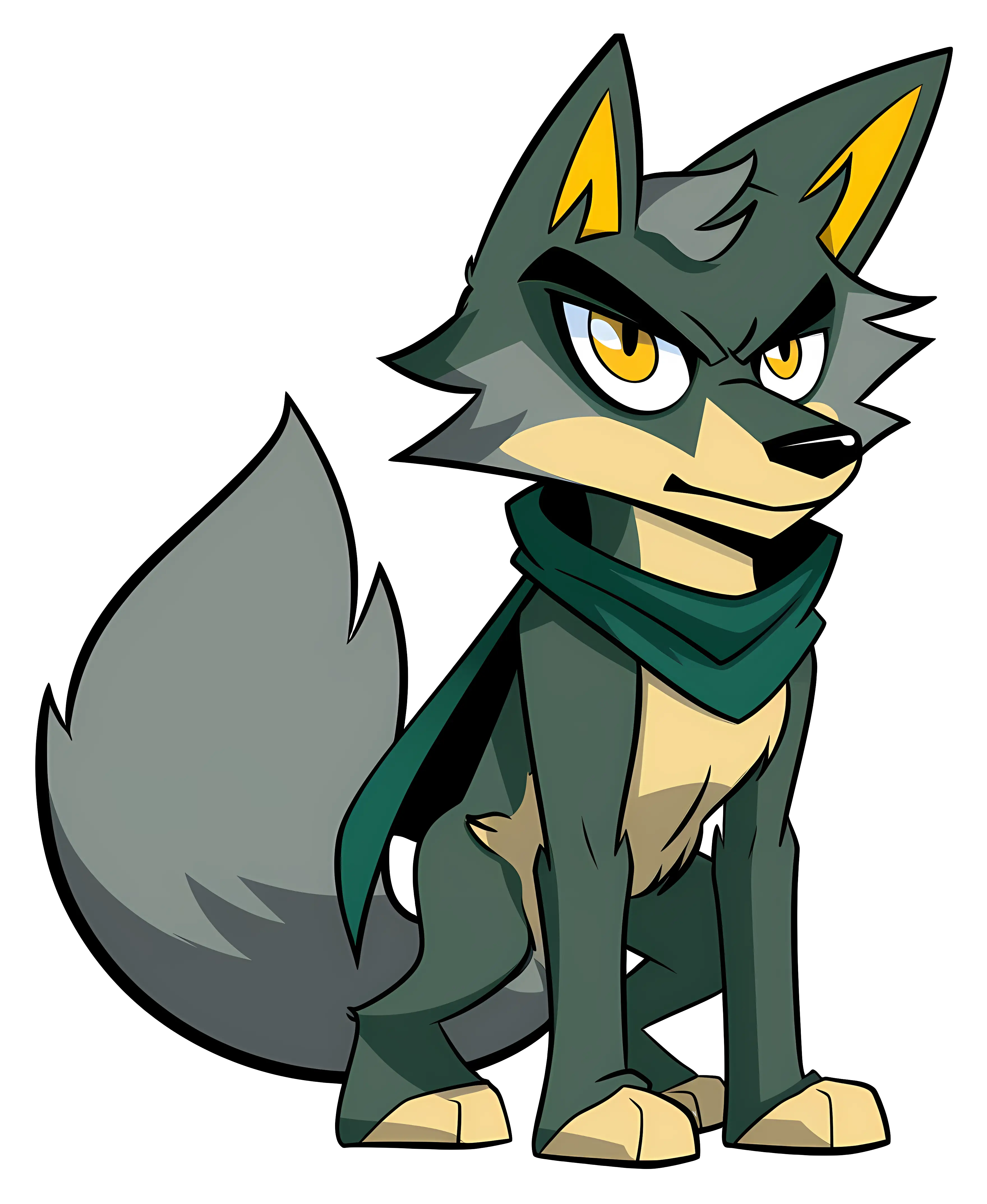 Cartoon Wolf with Scarf