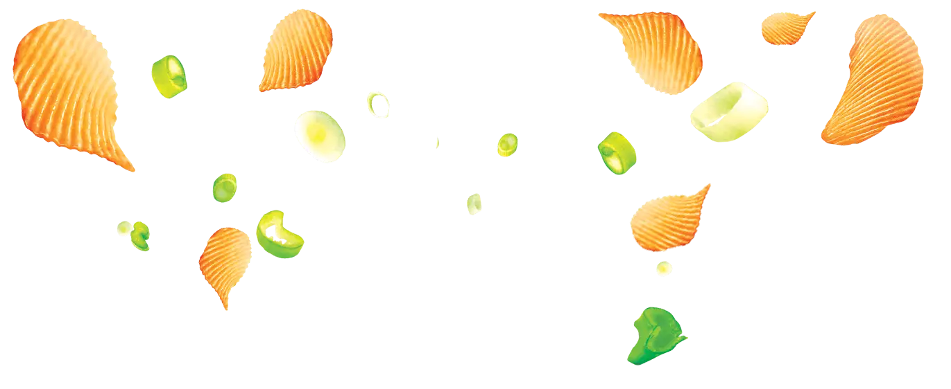 Falling Potato Chips with Garnishes Design