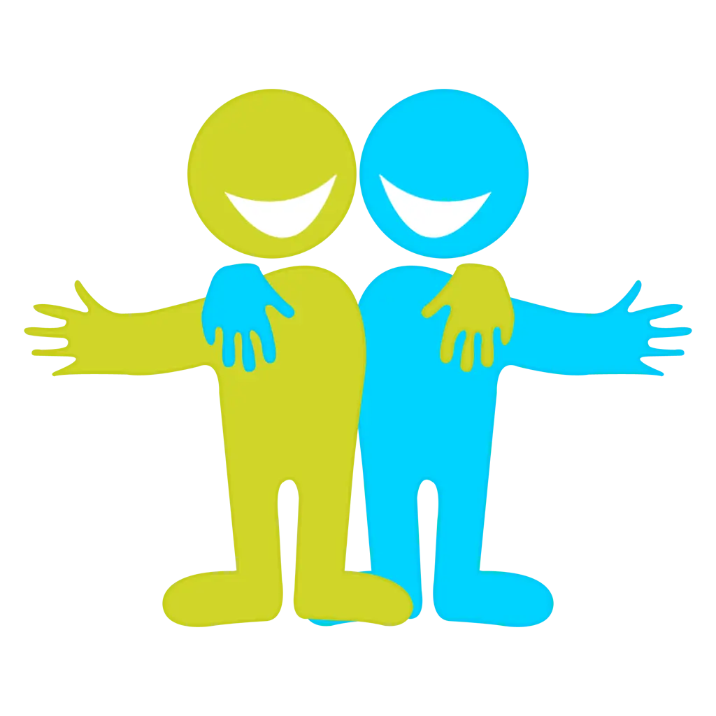 Two Figures Embracing for Friendship and Positivity