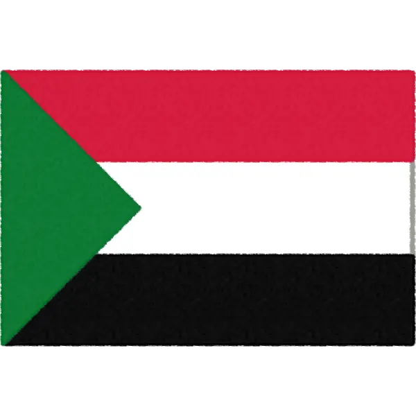 Sudan Flag with Red, White, Black, and Green