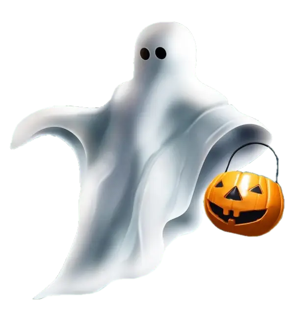 Halloween Ghost Carrying Pumpkin Bucket
