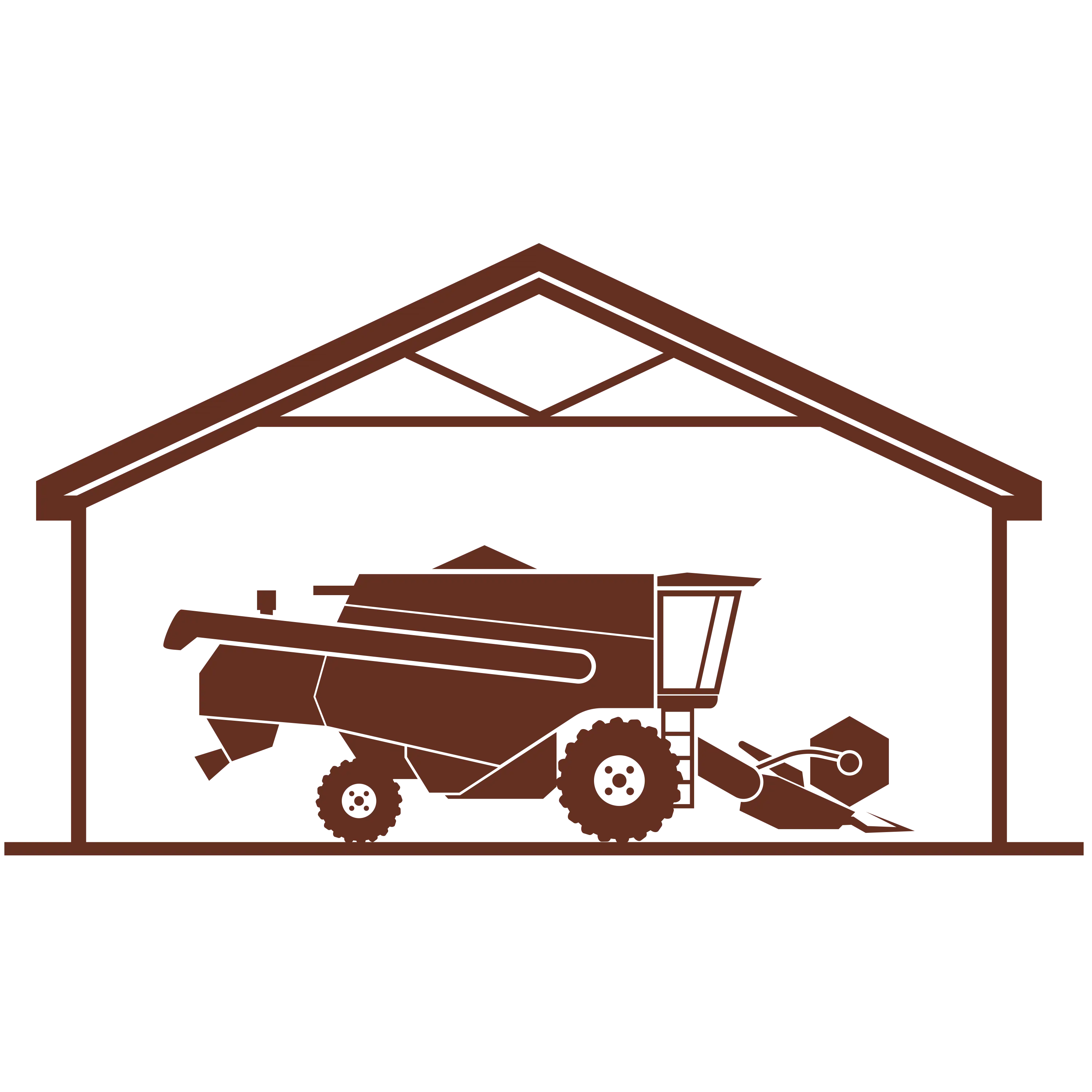 Combine Harvester in Barn