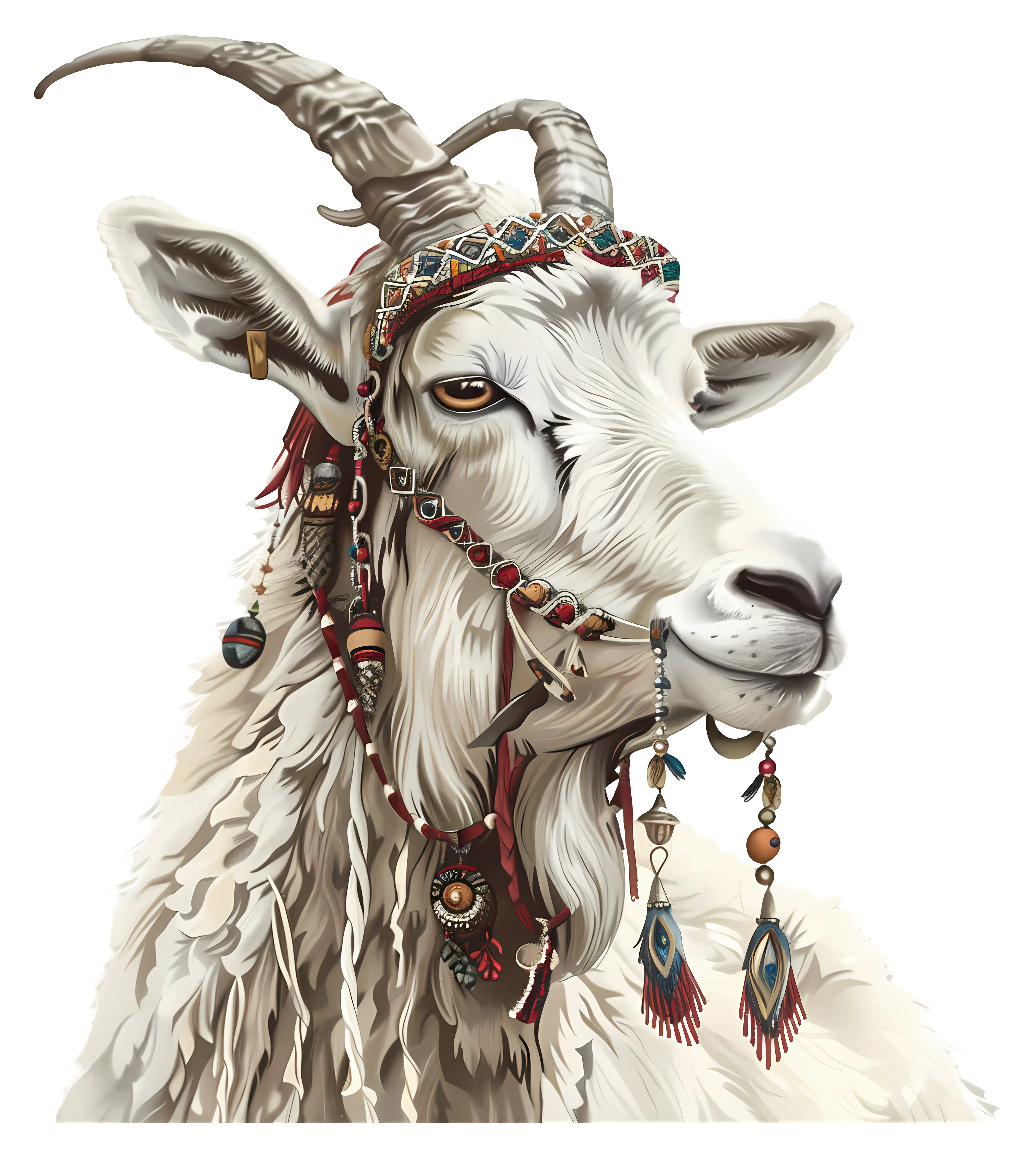 Decorated Goat with Tribal Accessories