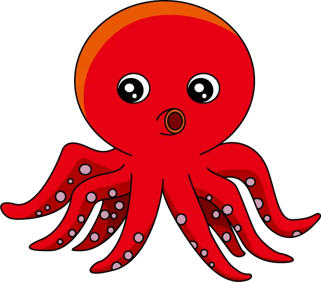 Cute Red Cartoon Octopus Illustration