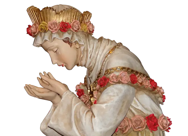 Praying Religious Statue with Roses