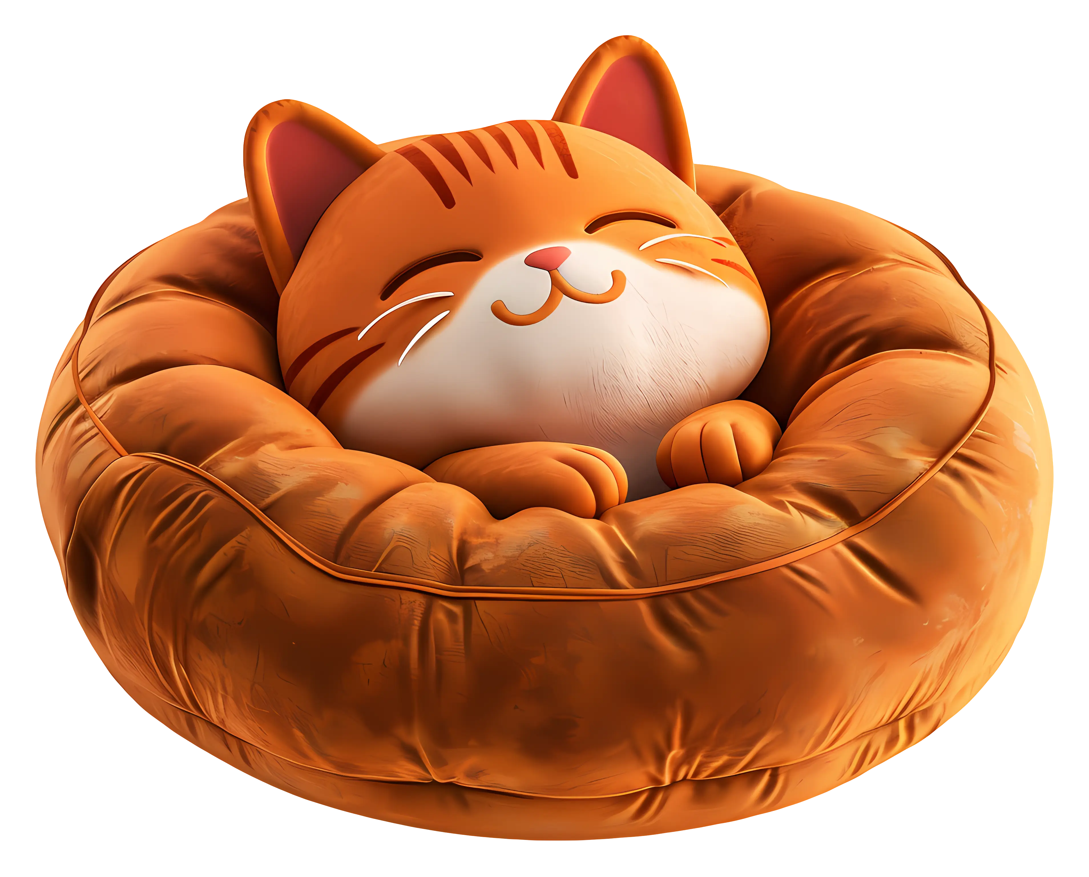 Sleeping Orange Cat on Cushion