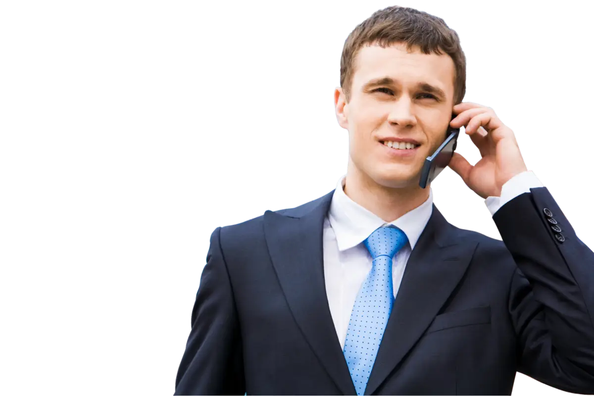 Man in Business Suit on Phone