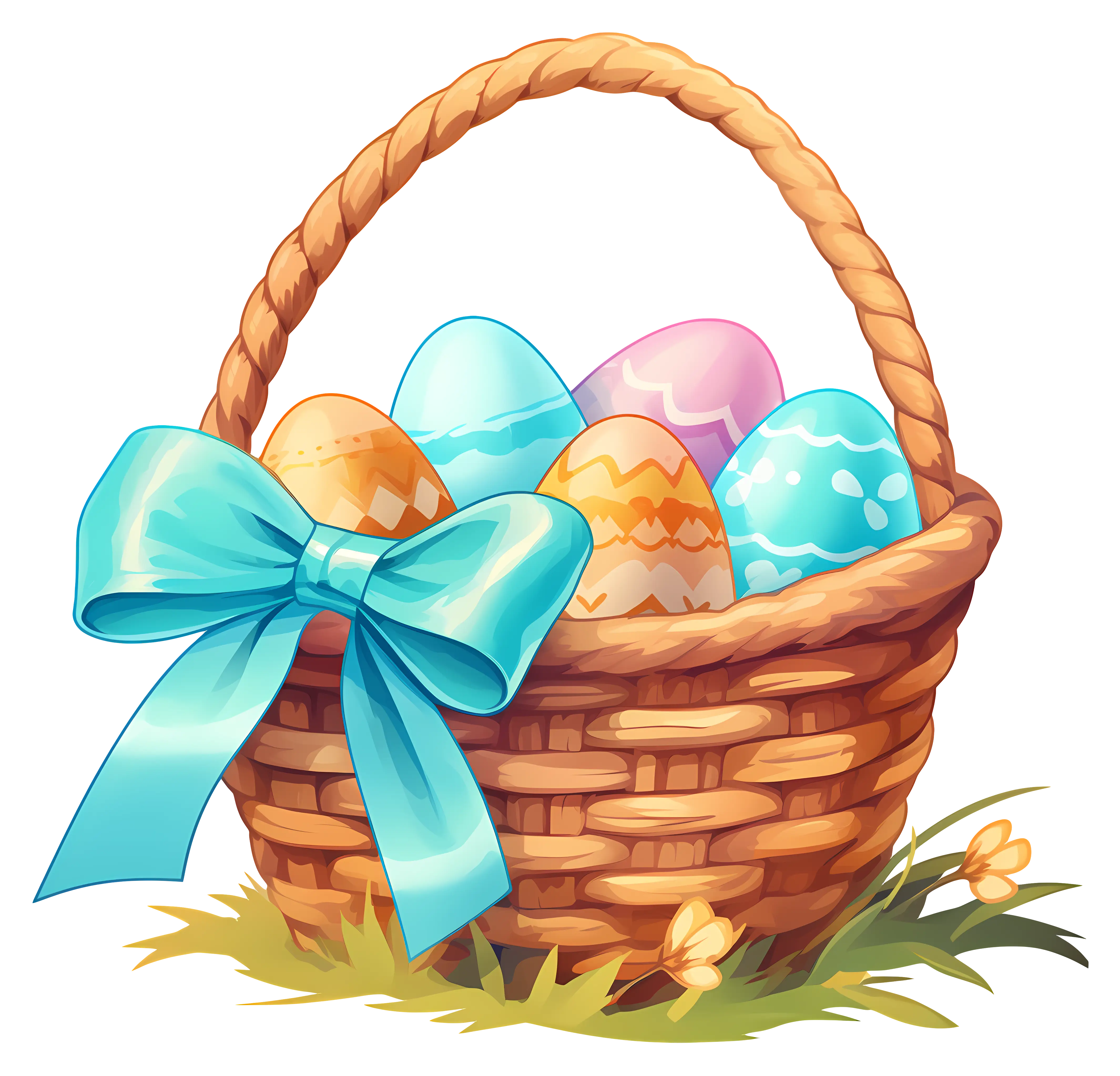 Basket of Colorful Easter Eggs
