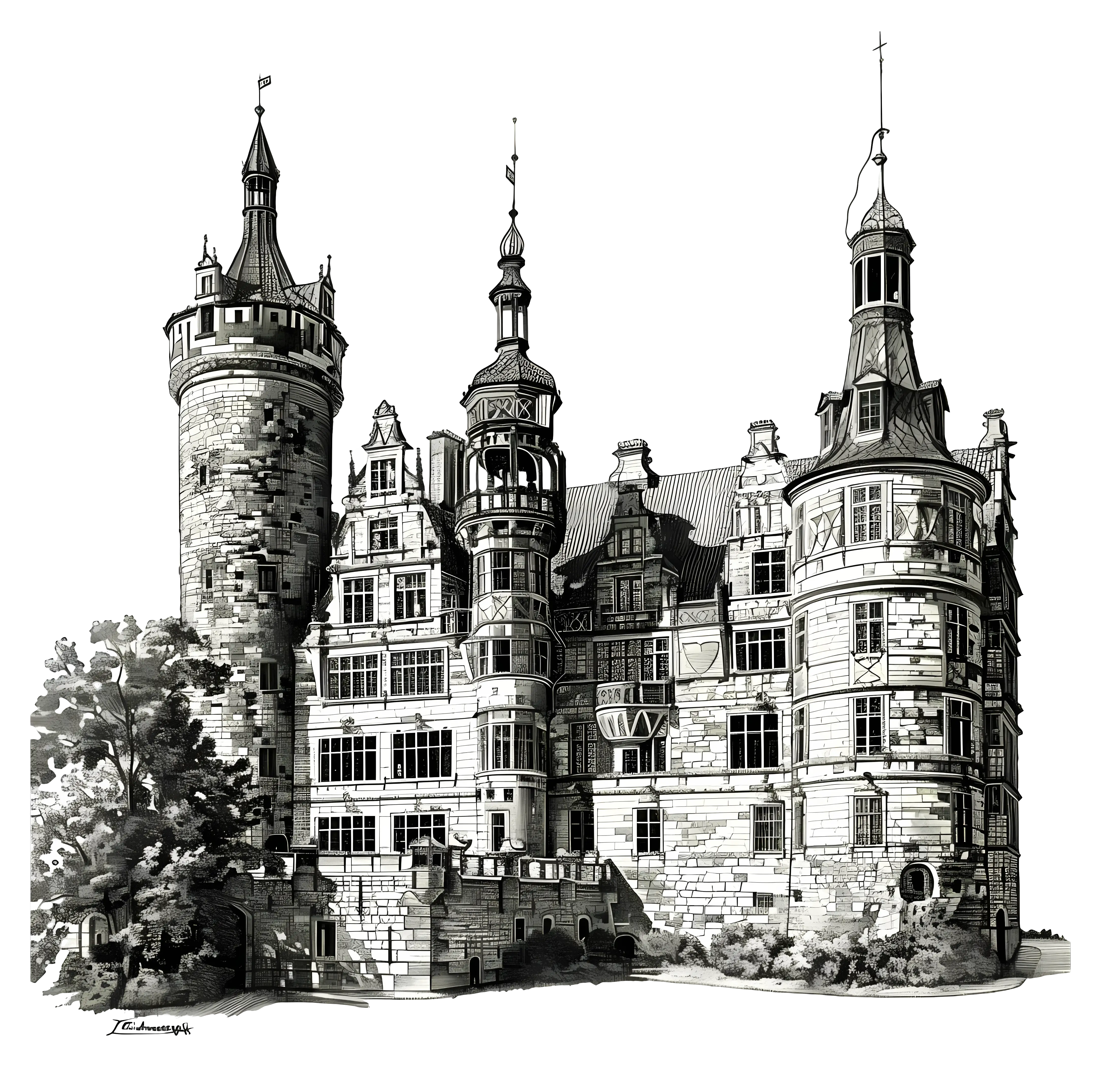 Historic Castle Drawing