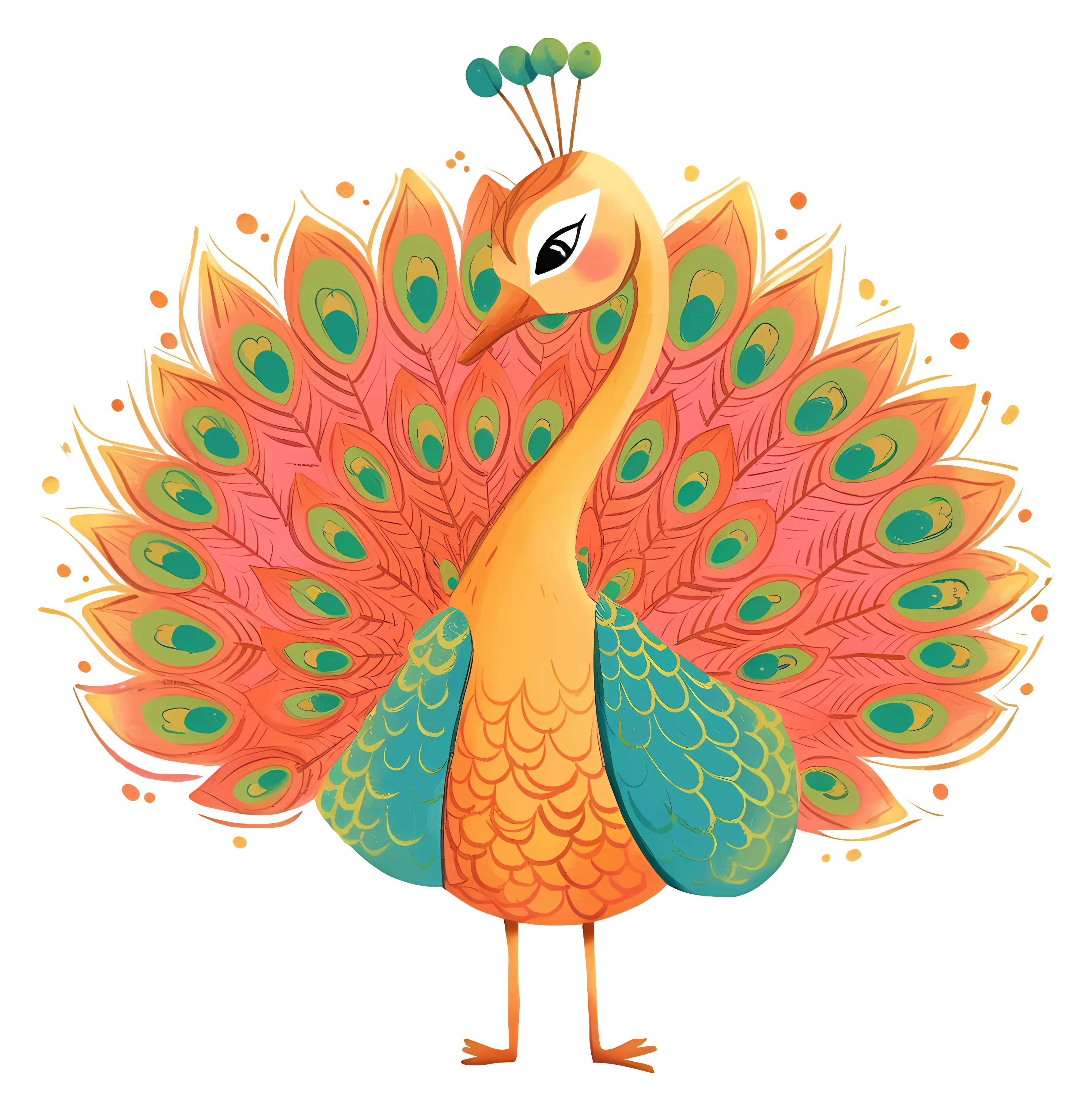 Colorful Peacock with Spread Feathers