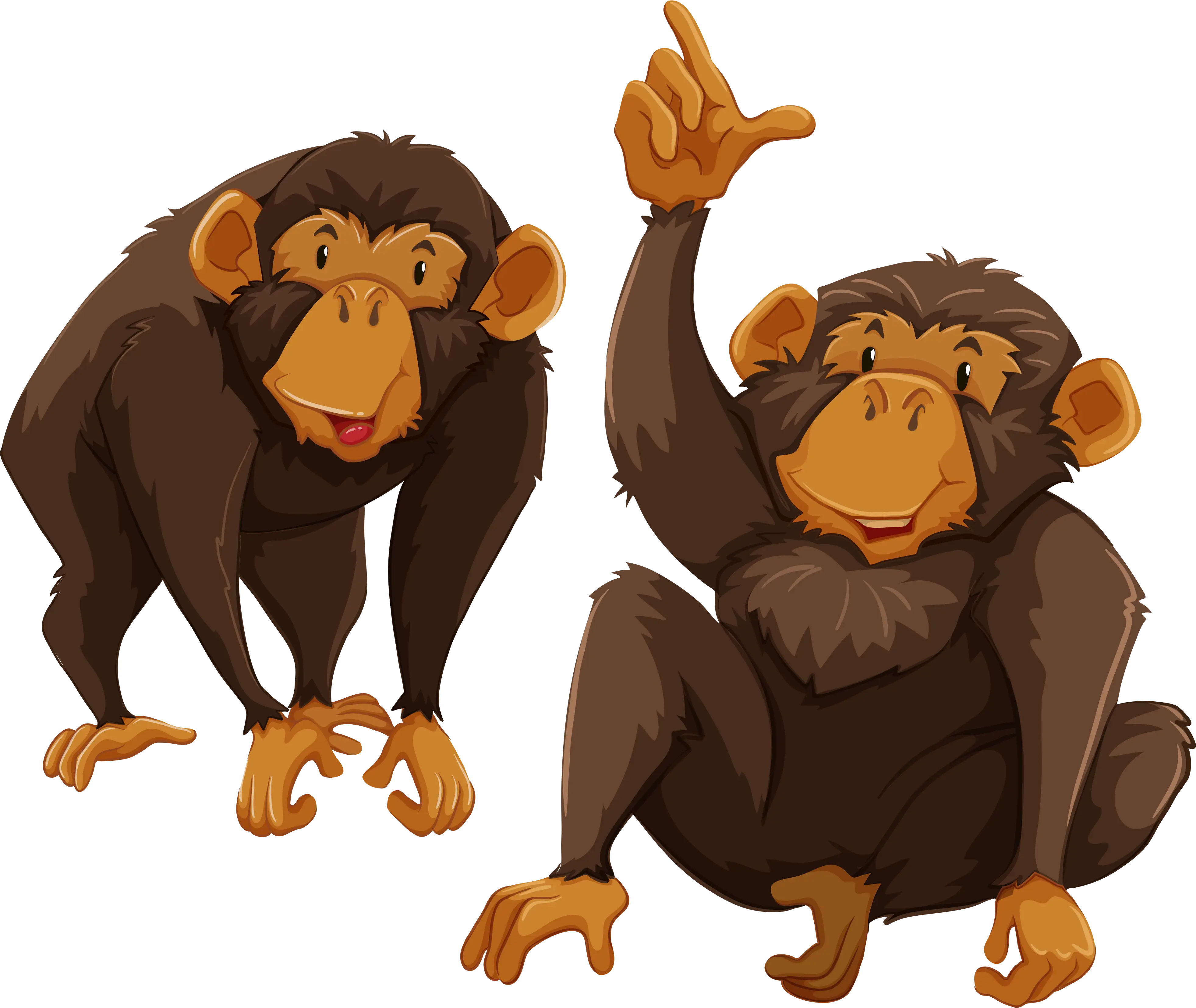 Two Cartoon Chimpanzees Playing