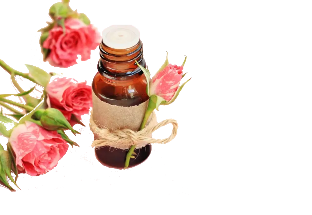 Rose Oil Bottle with Roses